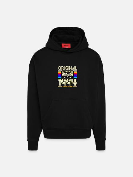 Original 1994 Limited Edition Cassette - Sweat à capuche bio épais oversize fabriqué en UE - SOLID BLACK