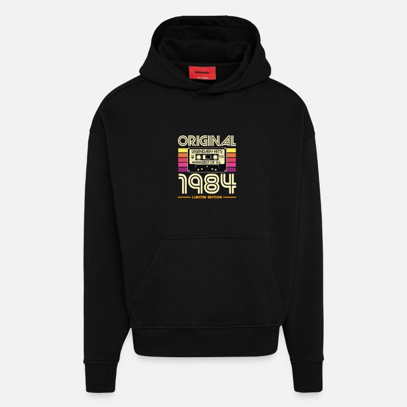 Original 1994 Cassette Retro - Sweat à capuche bio épais oversize fabriqué en UE - SOLID BLACK