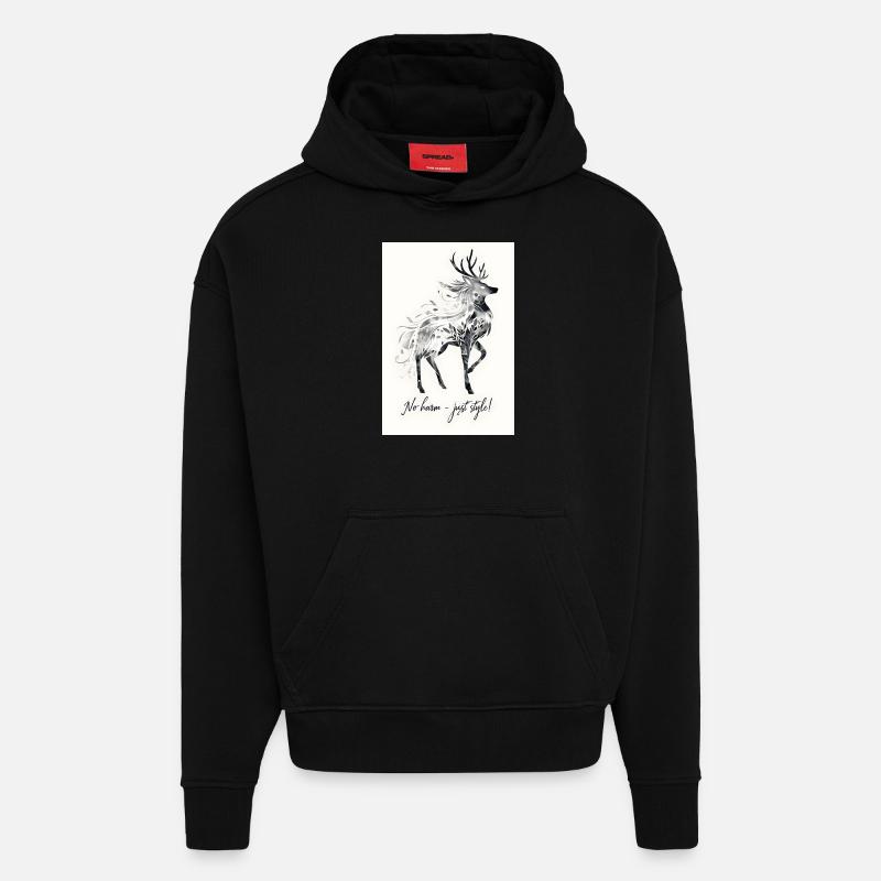 Hirsch Tier Spruch Geschenk - Hoodie- made by SPREAD  - SOLID BLACK