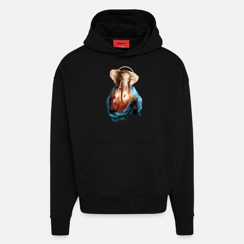 Elephant Jesus - Sweat à capuche bio épais oversize fabriqué en UE - SOLID BLACK