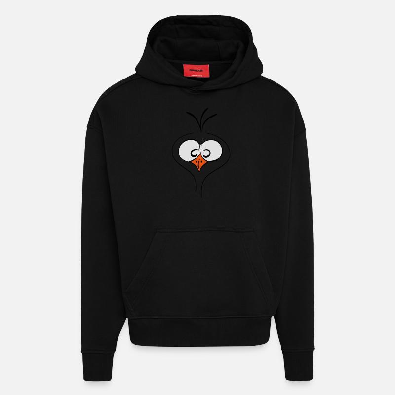 drôle d'oiseau - Sweat à capuche bio épais oversize fabriqué en UE - SOLID BLACK
