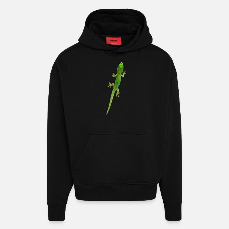 Grüner Gecko - Hoodie- made by SPREAD  - SOLID BLACK