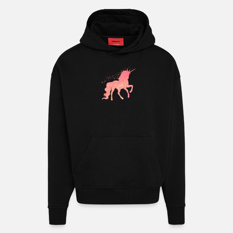 Das rote glitzer Einhorn - Hoodie- made by SPREAD  - SOLID BLACK