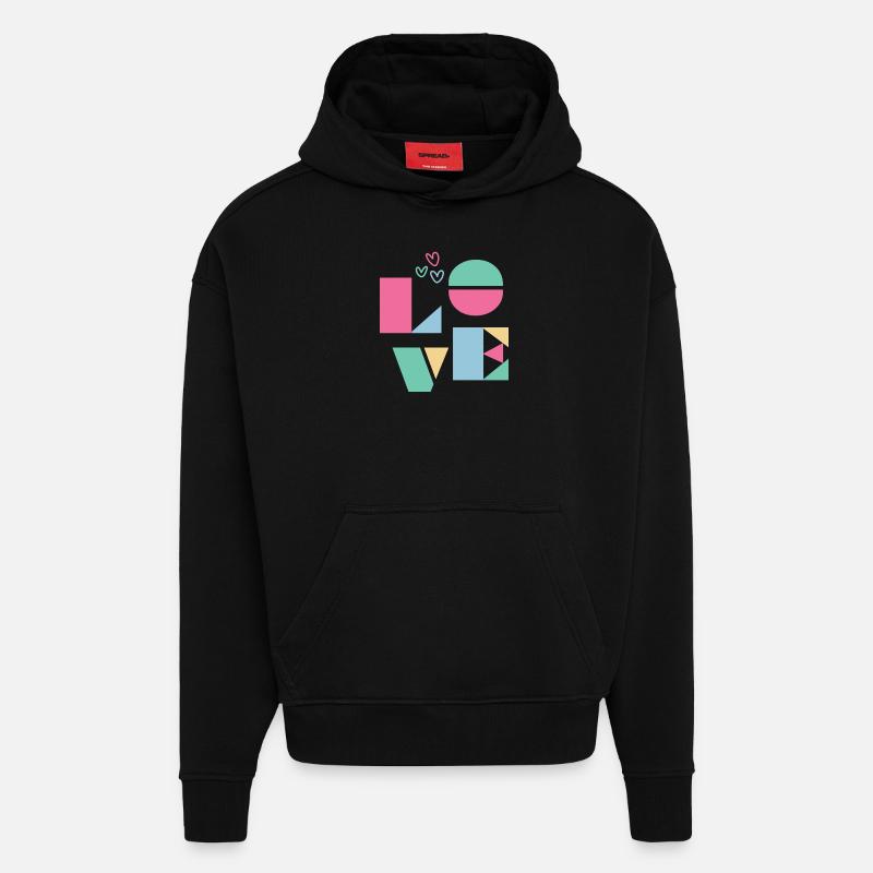 Amour pastel - Sweat à capuche bio épais oversize fabriqué en UE - SOLID BLACK