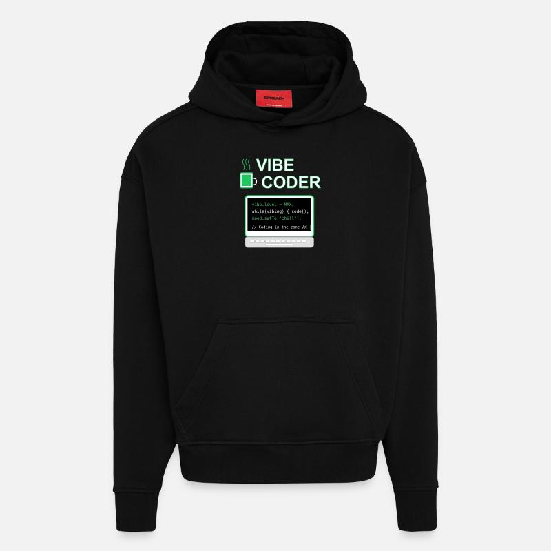 Codeur Vibe - Sweat à capuche bio épais oversize fabriqué en UE - SOLID BLACK