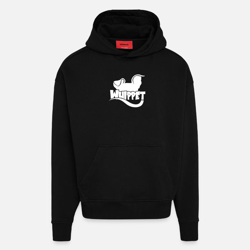 Silhouette Whippet - Blanc - Sweat à capuche bio épais oversize fabriqué en UE - SOLID BLACK