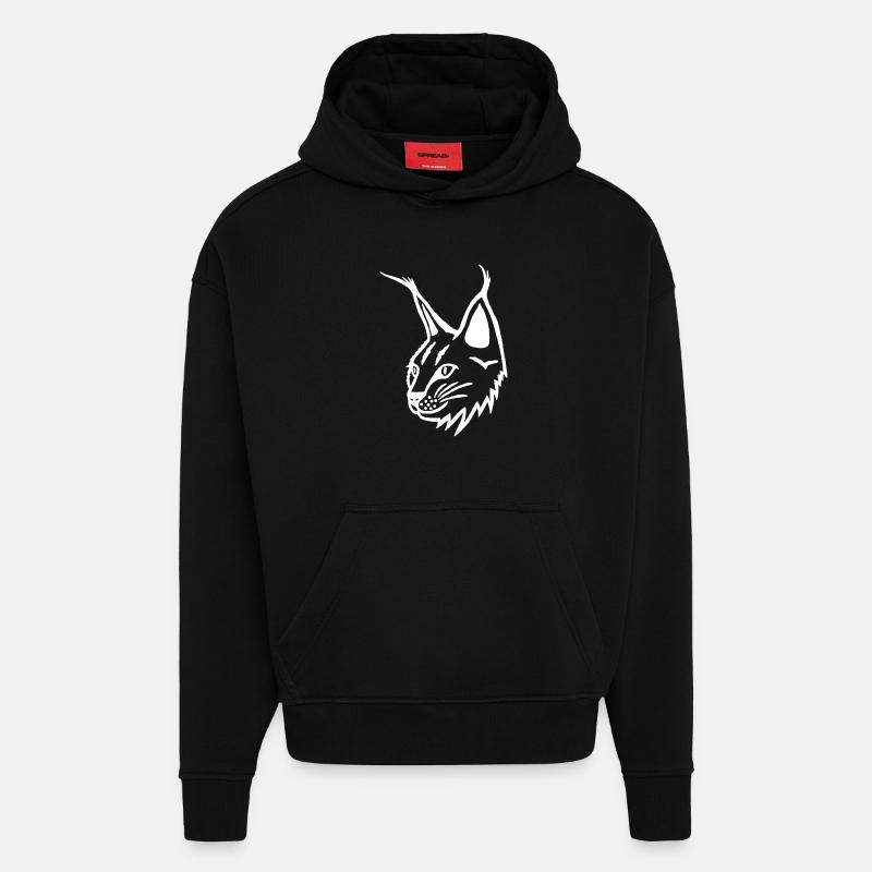 Portait du lynx blanc - Sweat à capuche bio épais oversize fabriqué en UE - SOLID BLACK