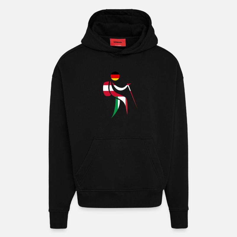Alpenüberquerung E5 Wandern - Hoodie- made by SPREAD - SOLID BLACK