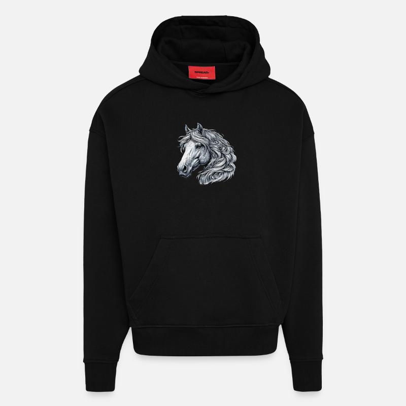 Pferd - Hoodie- made by SPREAD - SOLID BLACK