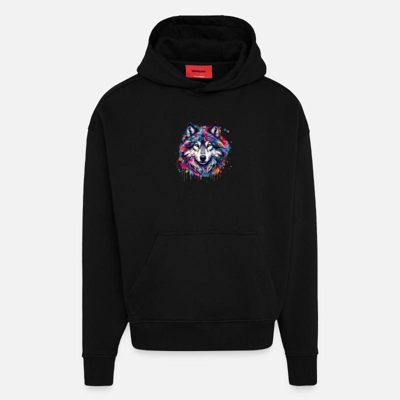 Loup - Sweat à capuche bio épais oversize fabriqué en UE - SOLID BLACK