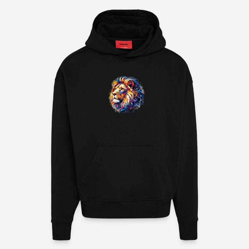 Lion - Sweat à capuche bio épais oversize fabriqué en UE - SOLID BLACK