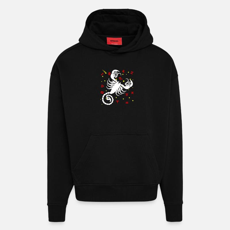 Couleur Scorpion - Sweat à capuche bio épais oversize fabriqué en UE - SOLID BLACK