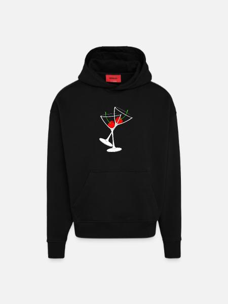 Cocktail glasses with cherries - Hoodie- made by SPREAD - SOLID BLACK