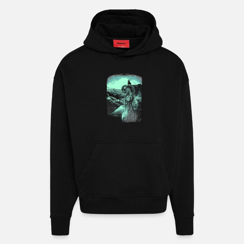 Pulpit Rock - Troll - Norvège - Sweat à capuche bio épais oversize fabriqué en UE - SOLID BLACK