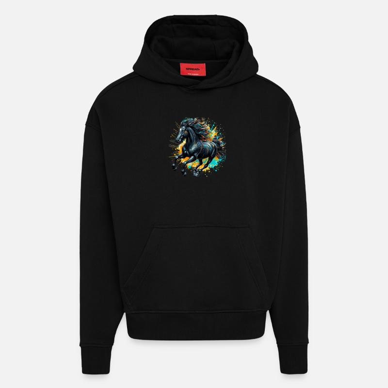 Pferd - Hoodie- made by SPREAD  - SOLID BLACK