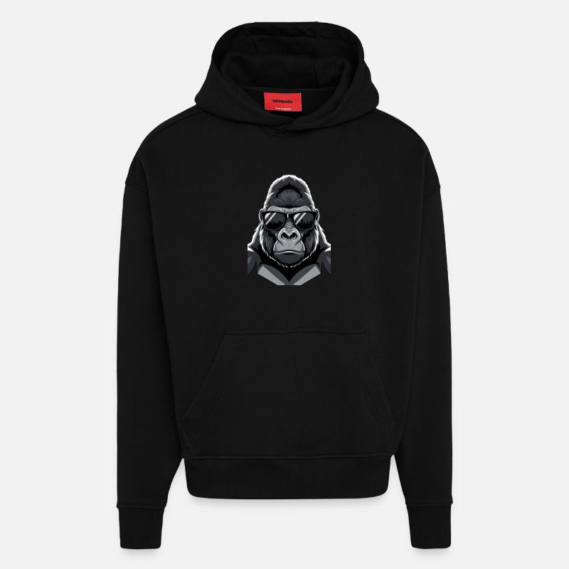Coole Gorilla Sonnenbrille Design - Hoodie- made by SPREAD - SOLID BLACK
