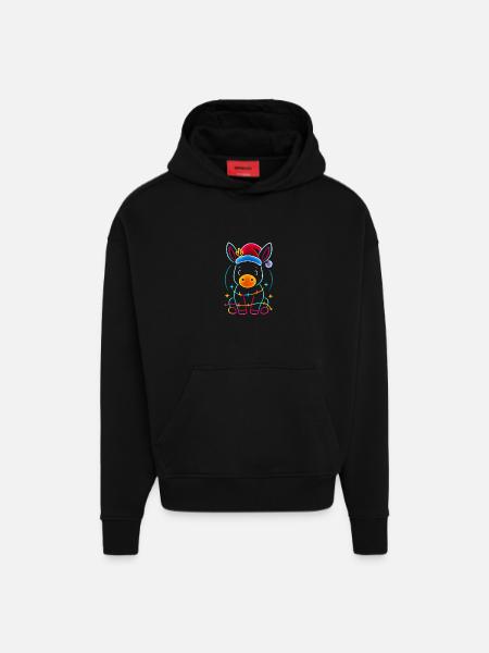 Donkey Elf Christmas Funny Gift - Hoodie- made by SPREAD  - SOLID BLACK