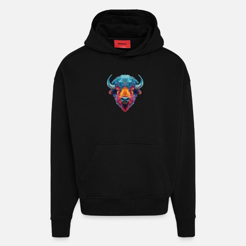 Bison - Sweat à capuche bio épais oversize fabriqué en UE - SOLID BLACK