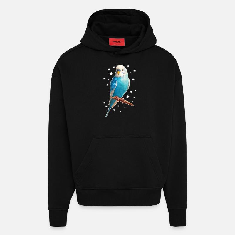 Étoiles de perruche - Sweat à capuche bio épais oversize fabriqué en UE - SOLID BLACK
