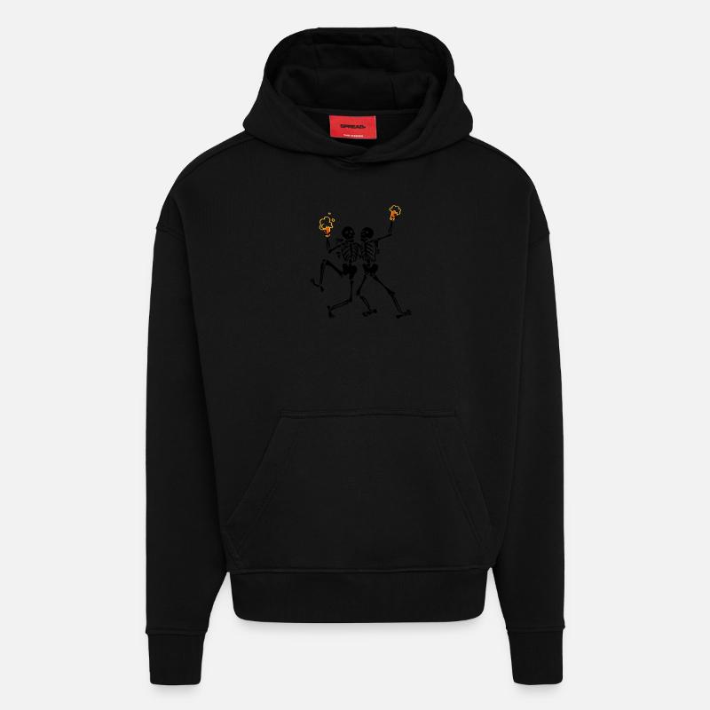 Skeletons doing java - Hoodie- made by SPREAD  - SOLID BLACK
