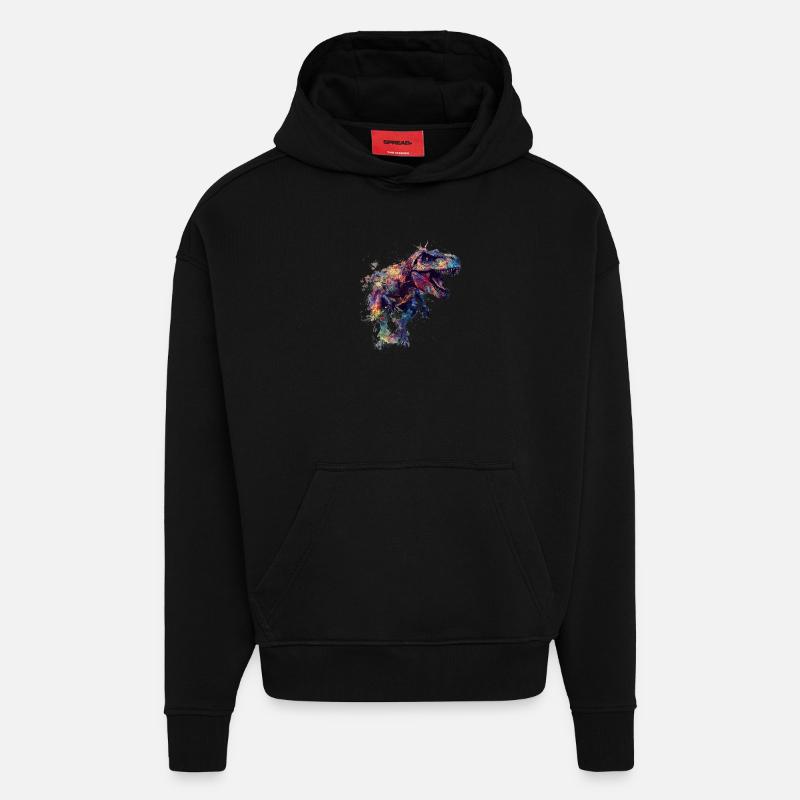 T Rex Klecks - Hoodie- made by SPREAD  - SOLID BLACK