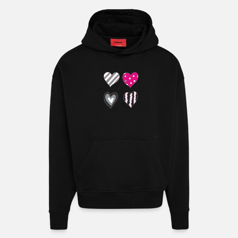 Variation cardiaque - Sweat à capuche bio épais oversize fabriqué en UE - SOLID BLACK