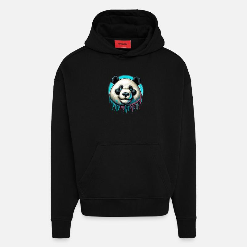 Panda - Sweat à capuche bio épais oversize fabriqué en UE - SOLID BLACK