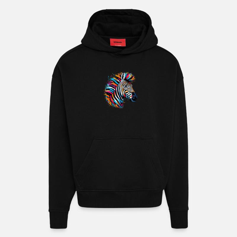 Zebra - Hoodie- made by SPREAD  - SOLID BLACK