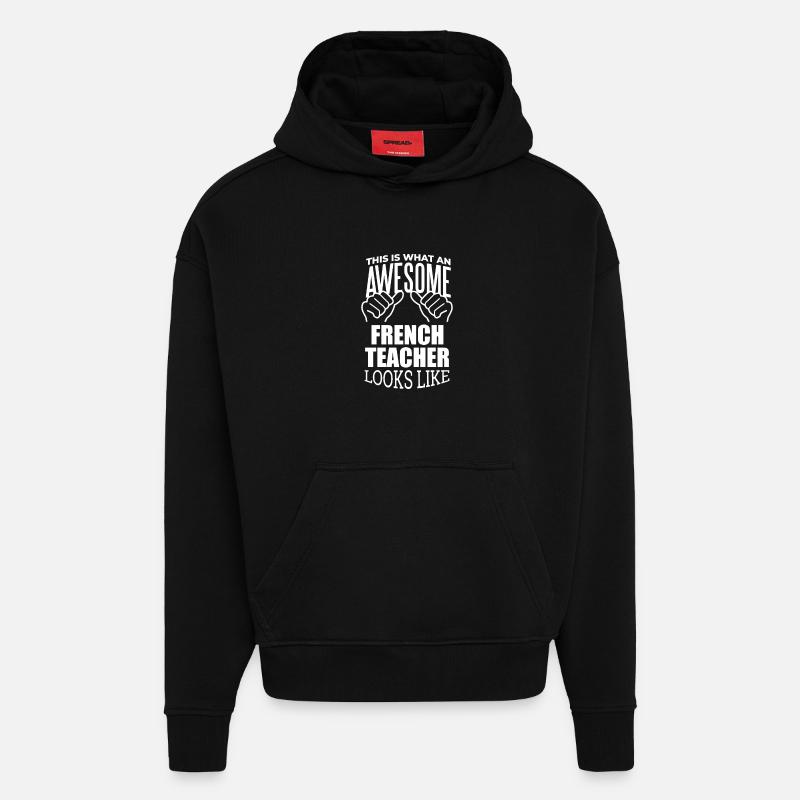 Français - Sweat à capuche bio épais oversize fabriqué en UE - SOLID BLACK