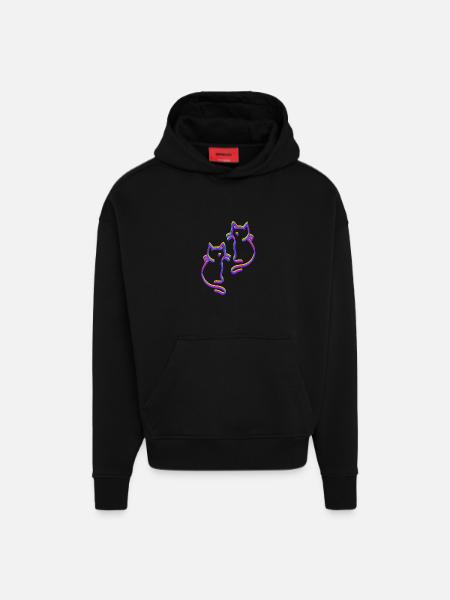 Rainbow Cats LGBT - Hoodie- made by SPREAD  - SOLID BLACK