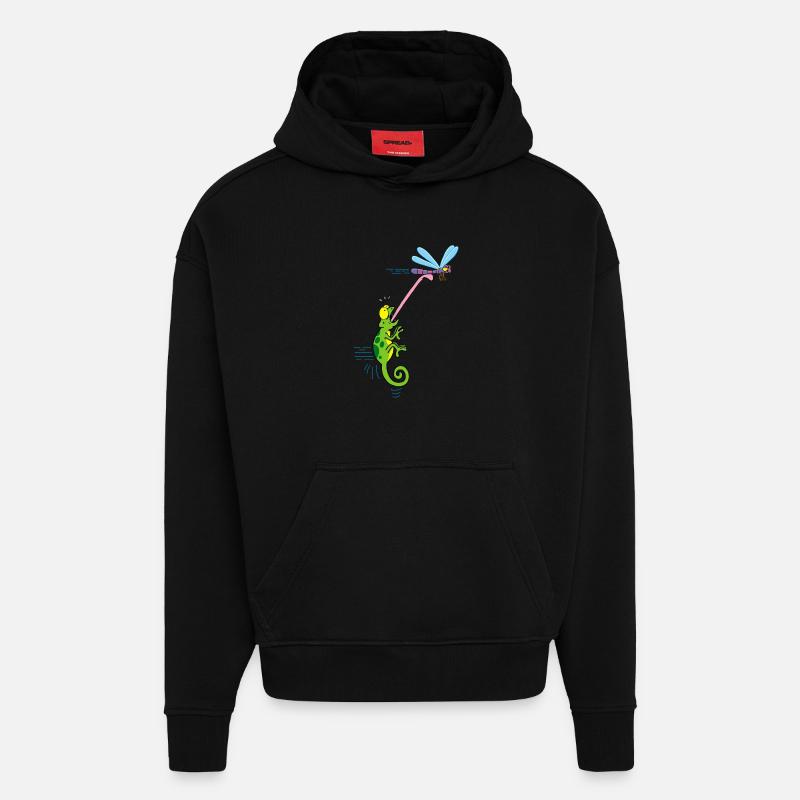 Die Libelle und das Chamäleon - Hoodie- made by SPREAD  - SOLID BLACK
