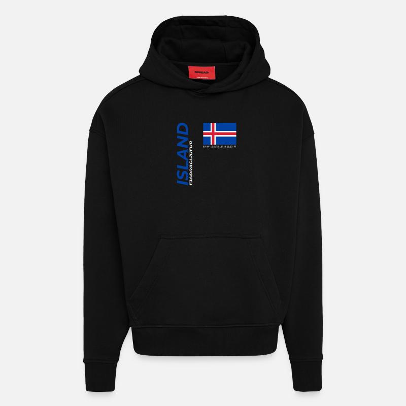Fjaðrárgljúfur - Sweat à capuche bio épais oversize fabriqué en UE - SOLID BLACK