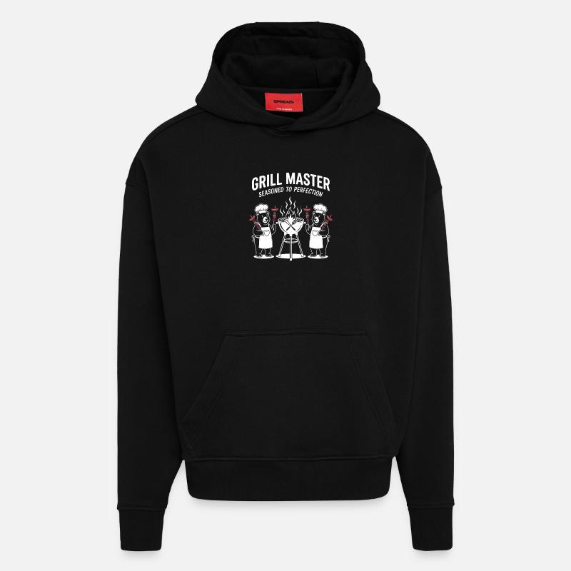 Grill Master Bear Chef Duo - Hoodie- made by SPREAD - SOLID BLACK