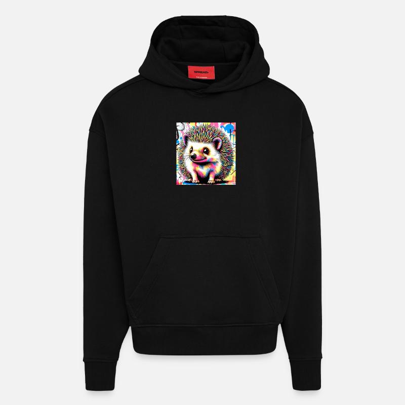hérisson - Sweat à capuche bio épais oversize fabriqué en UE - SOLID BLACK