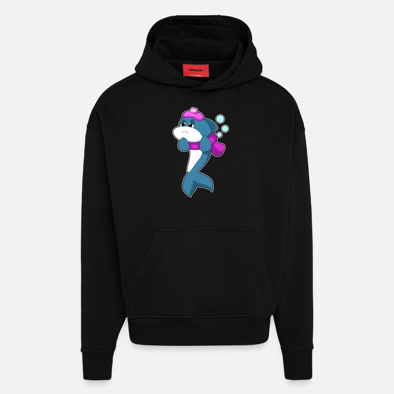 Delfin Kopfschmerzen - Hoodie- made by SPREAD  - SOLID BLACK