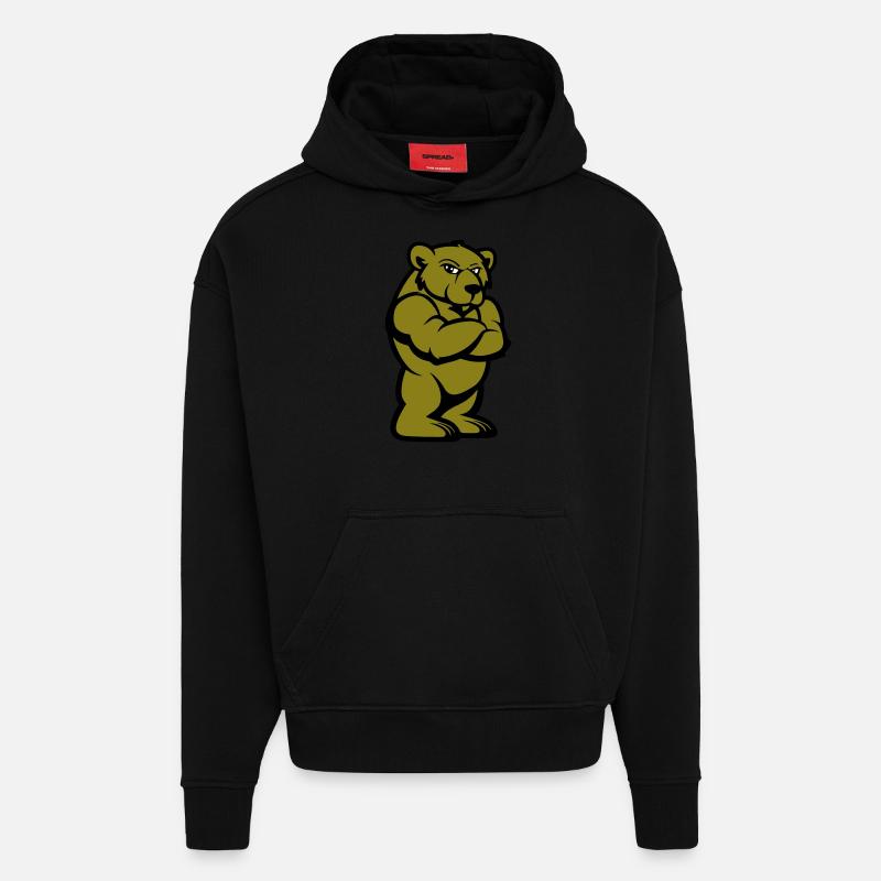 Bär Comic Braunbär - Hoodie- made by SPREAD  - SOLID BLACK
