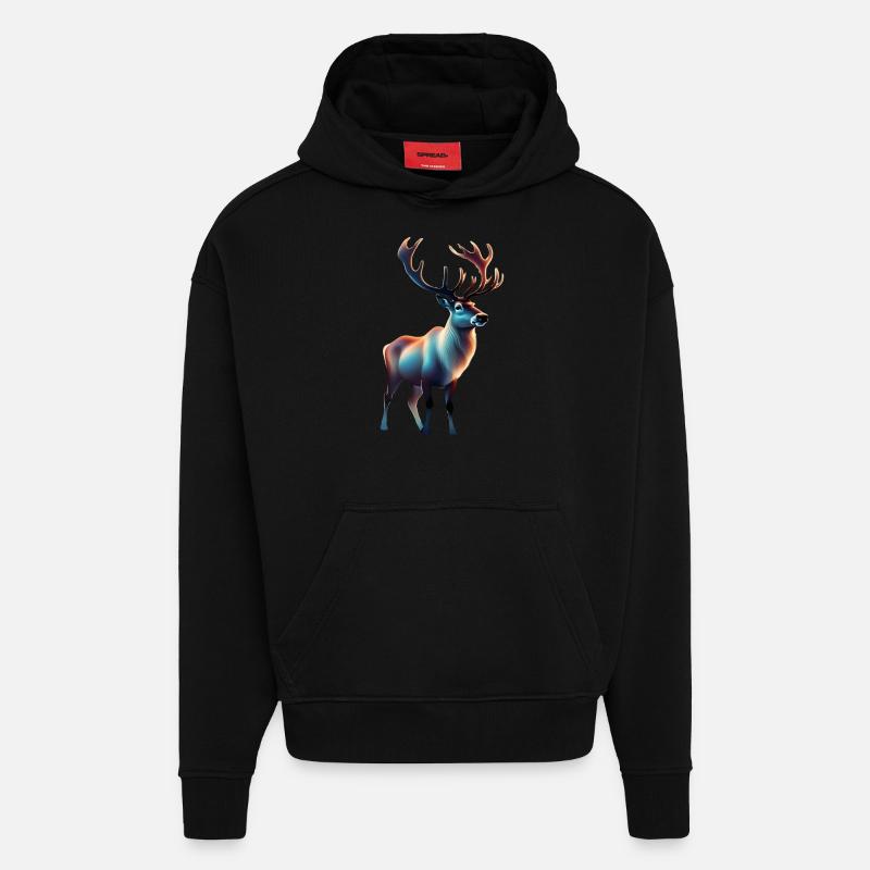 Conception de renne cool - Sweat à capuche bio épais oversize fabriqué en UE - SOLID BLACK