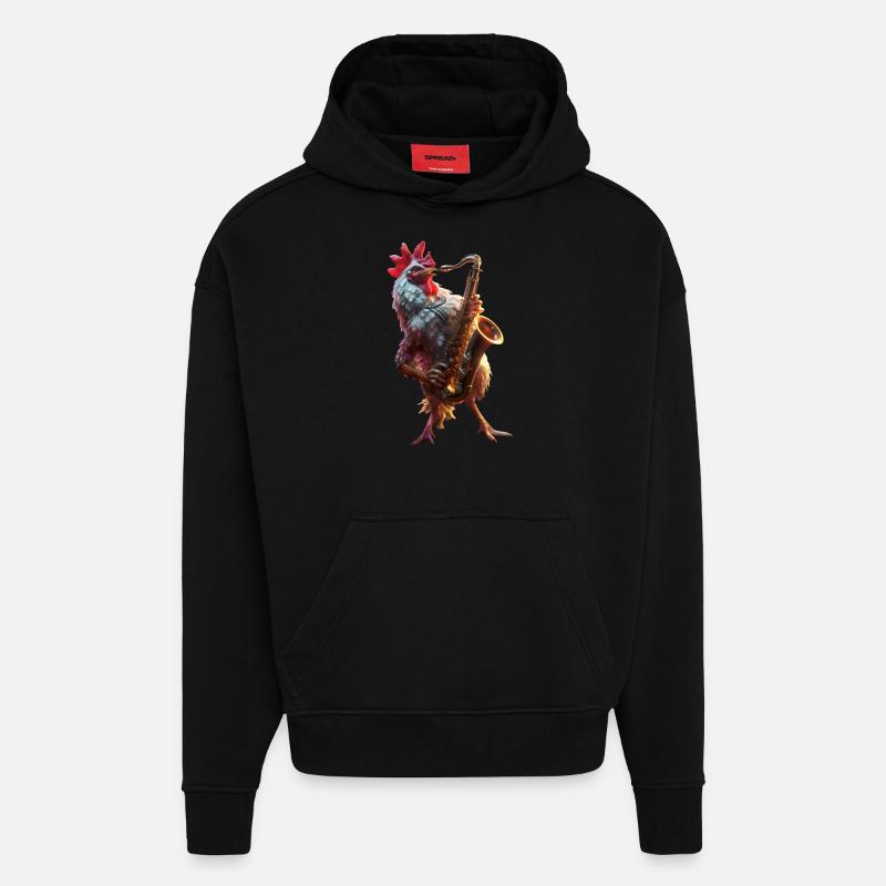 Hahn Saxophone - Sweat à capuche bio épais oversize fabriqué en UE - SOLID BLACK
