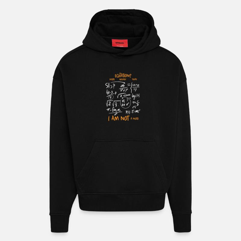 Équations mathématiques - Sweat à capuche bio épais oversize fabriqué en UE - SOLID BLACK