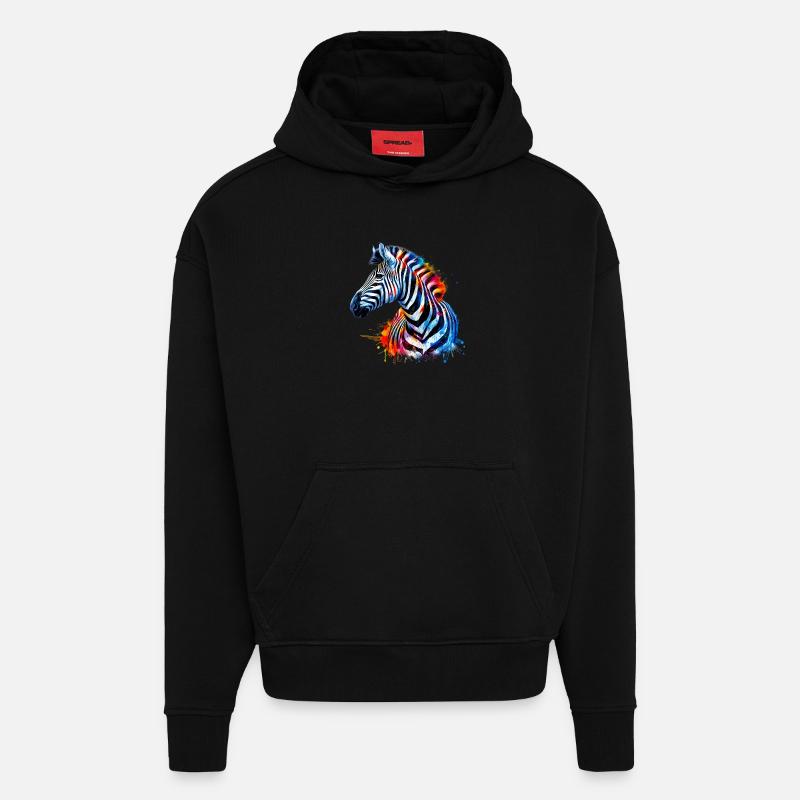 Zebra - Hoodie- made by SPREAD - SOLID BLACK