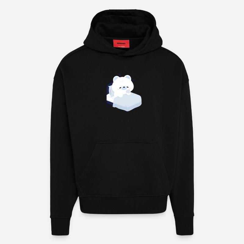 Verträumter Eisbär auf kuscheligem Bett - Hoodie- made by SPREAD  - SOLID BLACK
