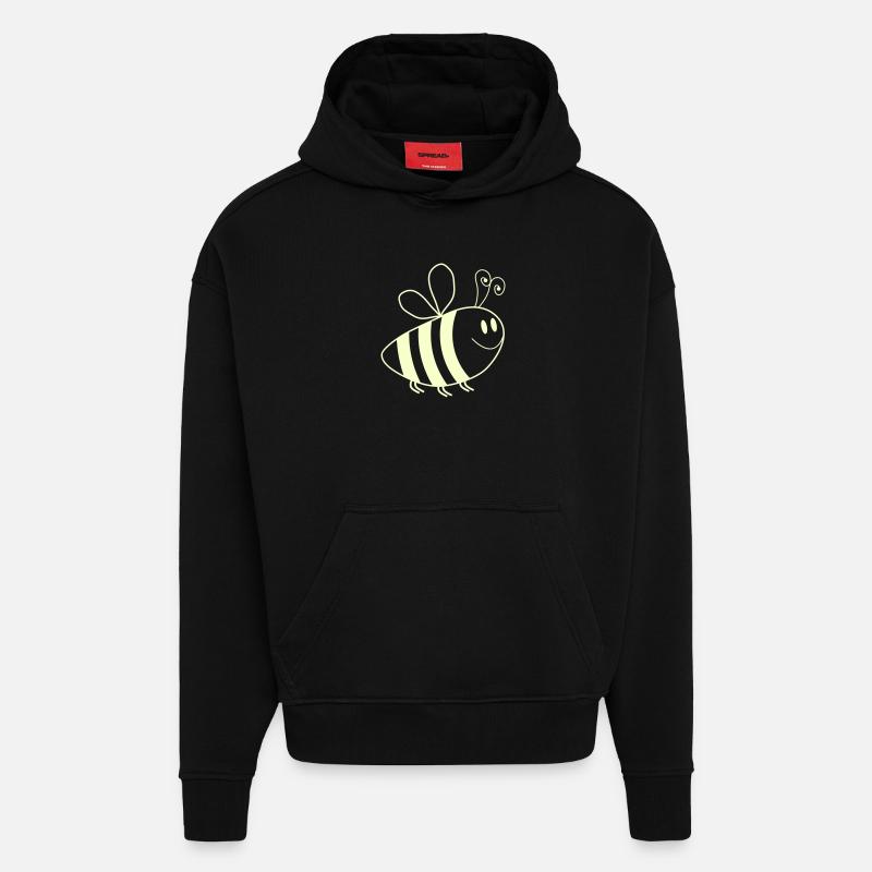 Lächelnde Bienchen Muster - Hoodie- made by SPREAD - SOLID BLACK