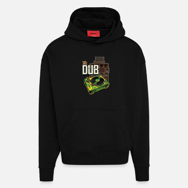 Dub Reggae Soundsystem Turntable - Hoodie- made by SPREAD  - SOLID BLACK