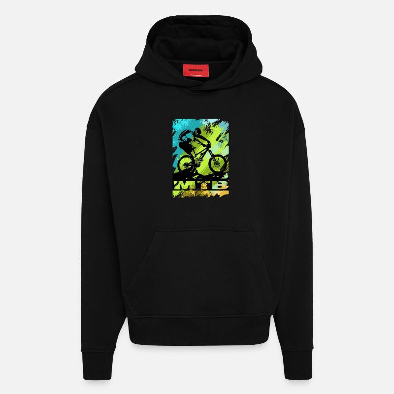 Vélo VTT - Sweat à capuche bio épais oversize fabriqué en UE - SOLID BLACK