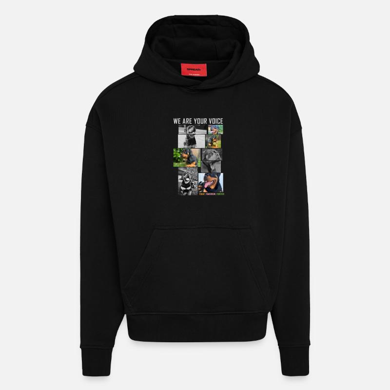 Collage de voix de chien - Sweat à capuche bio épais oversize fabriqué en UE - SOLID BLACK