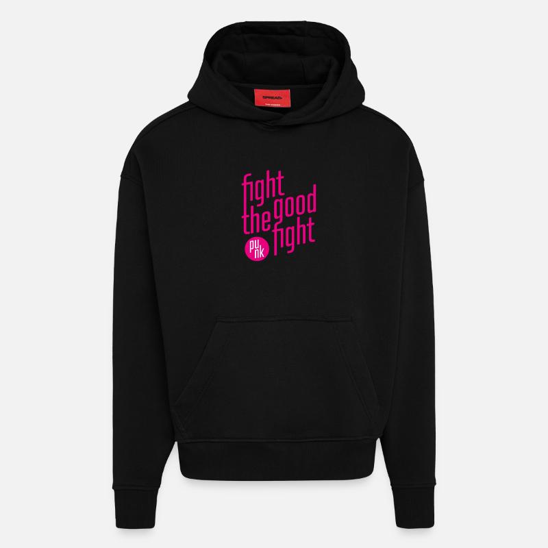ThinkBick_Fight_the_good_fight_2026_1 - Sweat à capuche bio épais oversize fabriqué en UE - SOLID BLACK