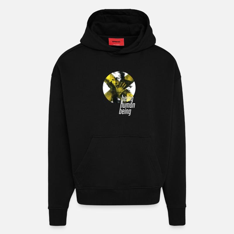 ThinkBick_being_human_being_2026_5 - Sweat à capuche bio épais oversize fabriqué en UE - SOLID BLACK