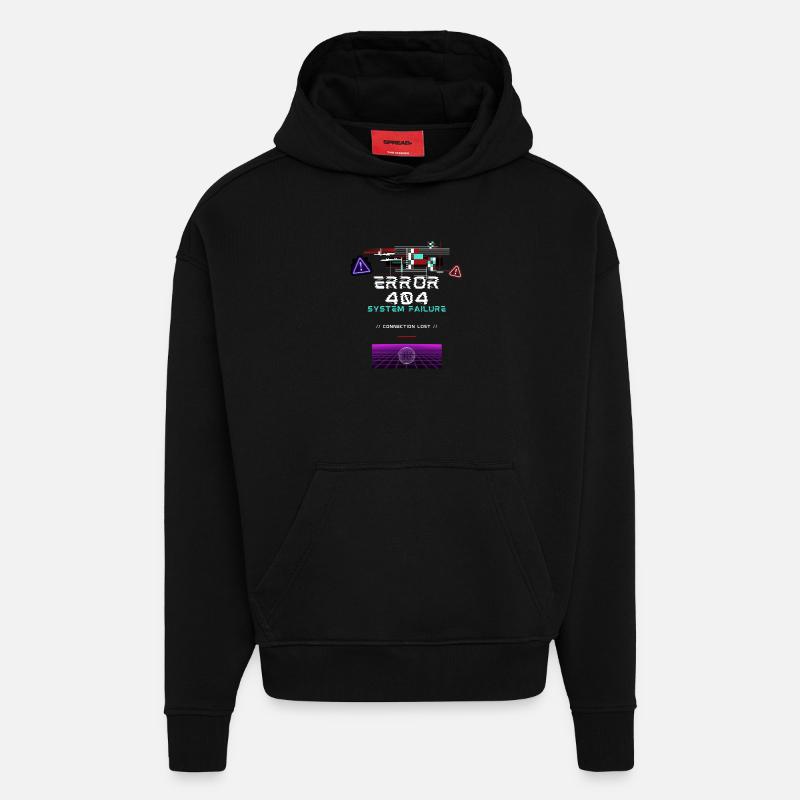 cyberpunk & static - Sweat à capuche bio épais oversize fabriqué en UE - SOLID BLACK