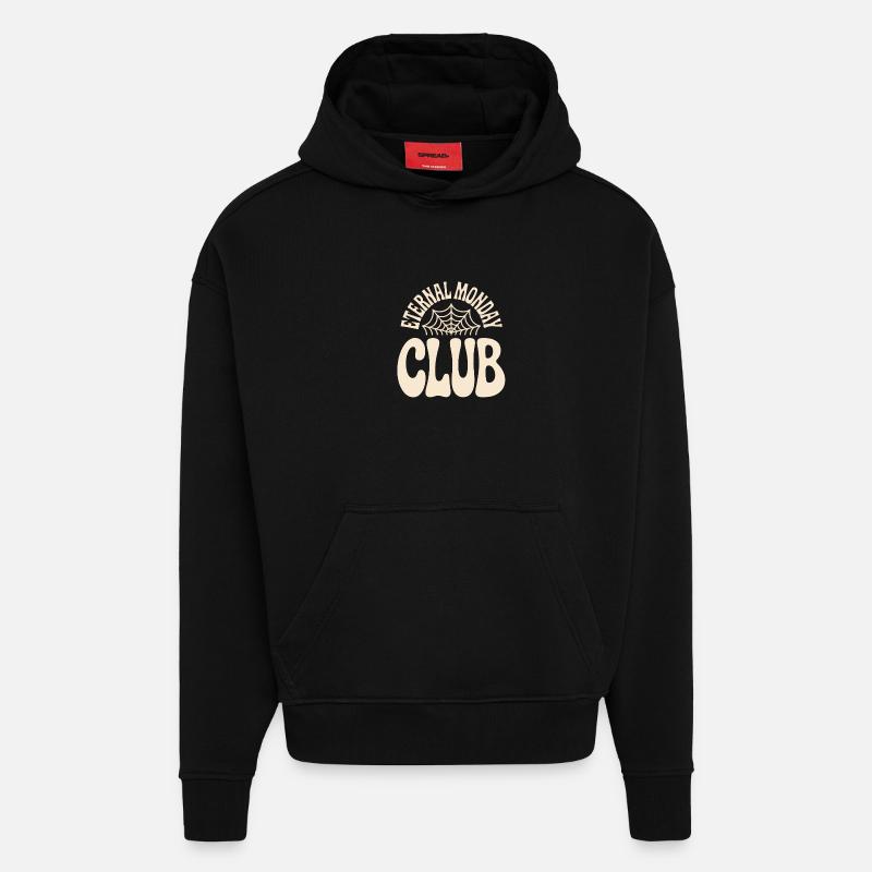 Club de la Lune Éternelle - Sweat à capuche bio épais oversize fabriqué en UE - SOLID BLACK