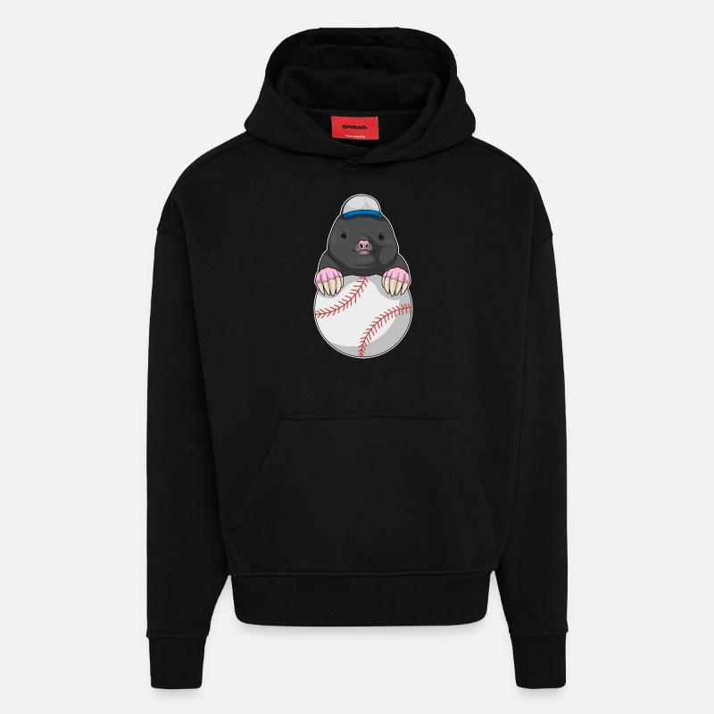 Mole Cap Baseball - Sweat à capuche bio épais oversize fabriqué en UE - SOLID BLACK